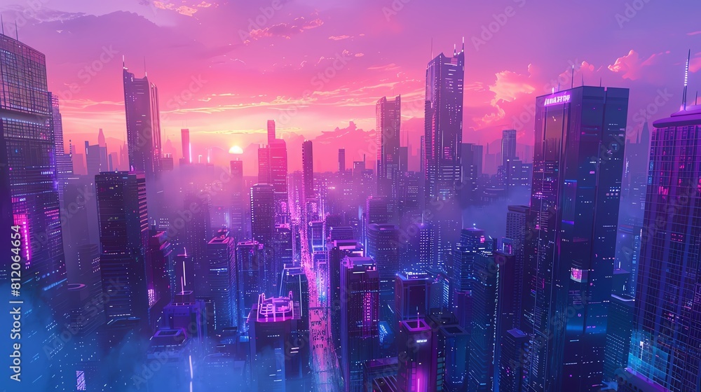 Capture the vibrant cityscape of Utopian Dreams from a rear view perspective Capture the vibrant cityscape of Utopian Dreams from a rear view perspective