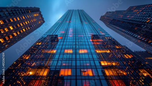 Wallpaper Mural Capture the intricate structural design of a towering skyscraper, showcasing its grandeur against the urban skyline. Torontodigital.ca