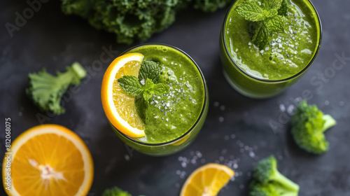 Homemade juices in the glass for body detox