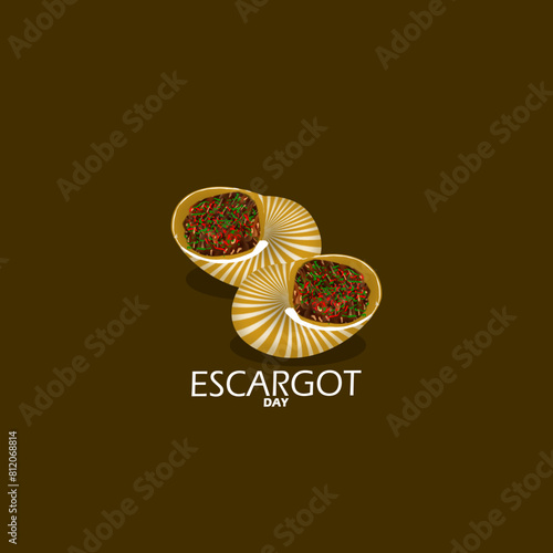 National Escargot Day event banner. Two delicious dishes of French snails appetizer on brown background to celebrate on May 24th