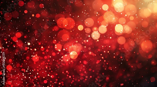 Red and gold glowing lights. Blurred circles of light on a dark background.