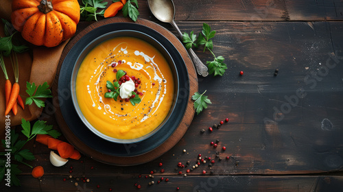 pumpkin and carrot Soup in bowl