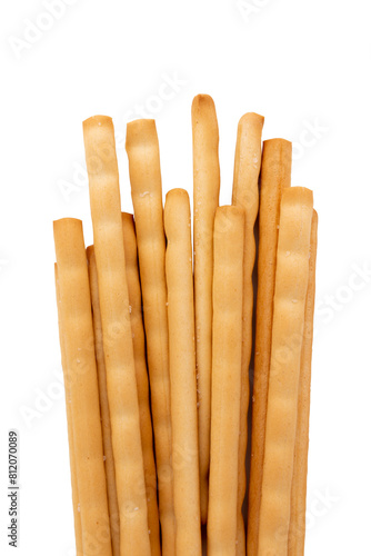 italian stick bread grissini, traditional breadsticks isolated