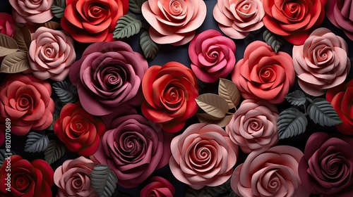 Valentine s day background with red and pink rose flowers