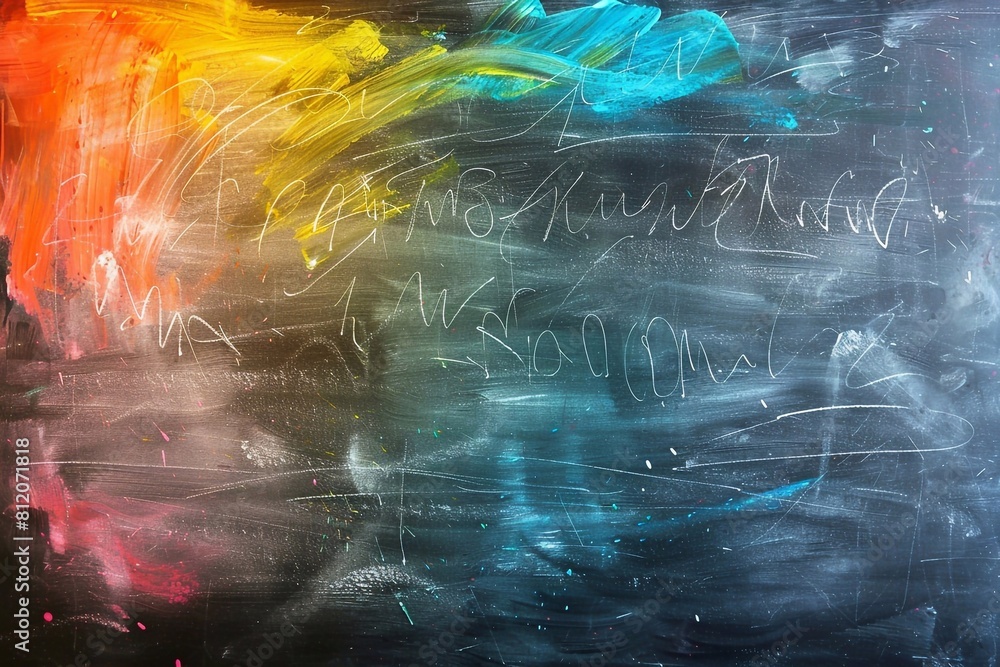 Education: Chalk board with abstract color strokes as a symbol of creativity and learning abstract backgrounds