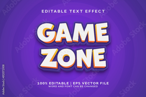 Game Zone 3d Editable Text Effect Cartoon Style Premium Vector