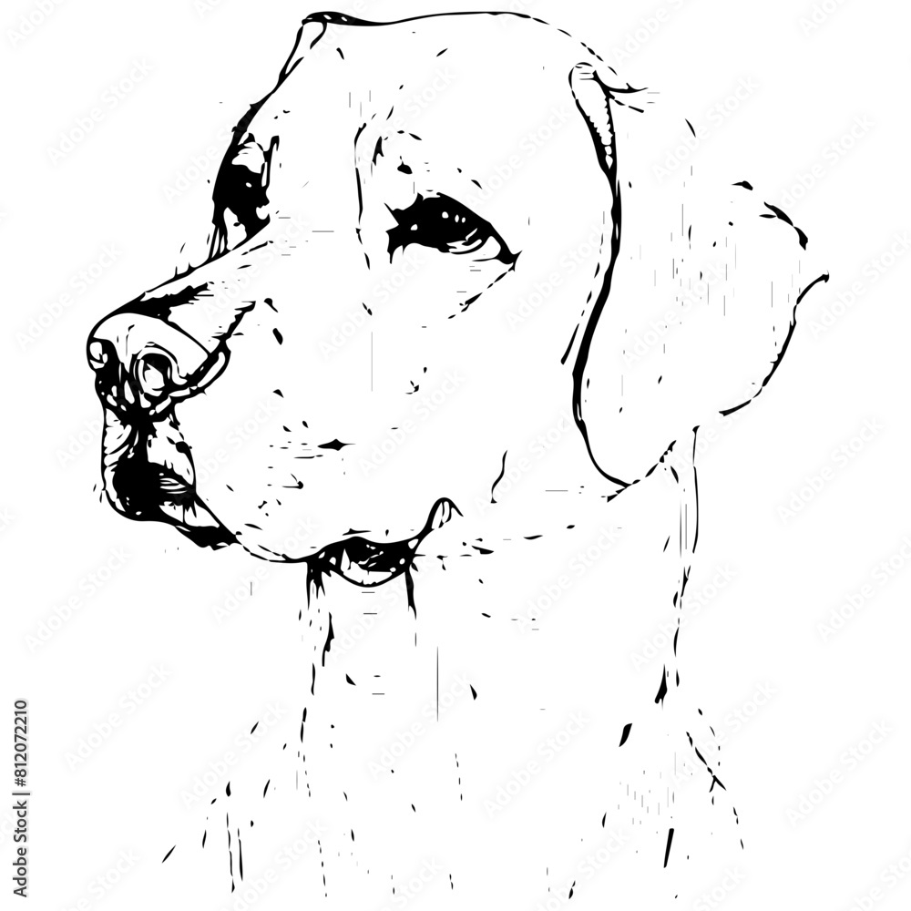 Fototapeta premium black and white portrait of a dog in a lineart