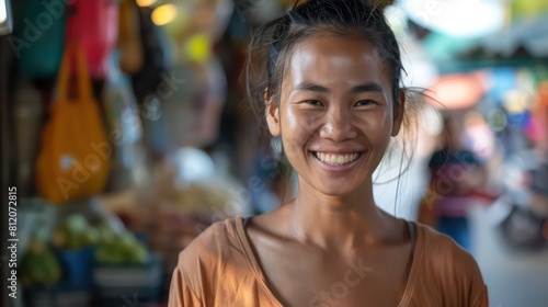Smiling Southeast Asian Woman with Phone © Ibad