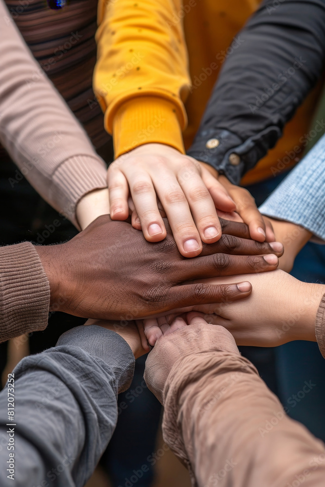 A group of people are holding hands in a circle by AI generated image A group of people are holding hands in a circle by AI generated image