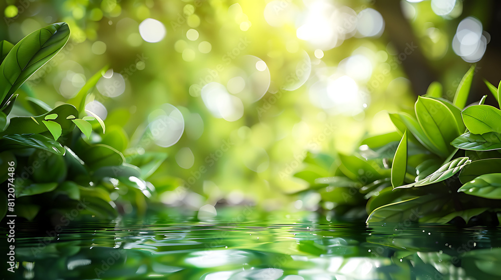 Nature background green plants with river water Stock Illustration ...