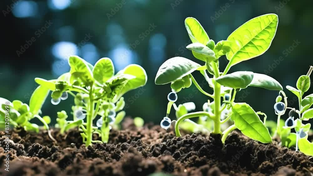 Young plants are growing in the soil Young plants are growing in the soil
