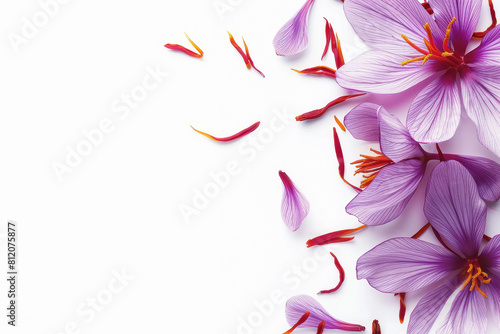 saffron and saffron flower on white background