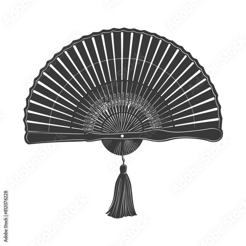 Silhouette classic handheld folding fan black color only