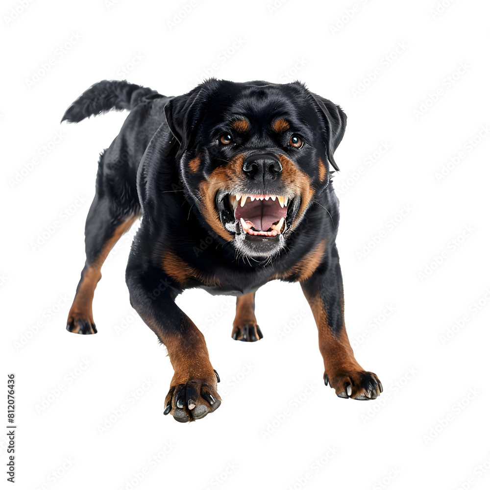 Rottweiler attacking , isolated on transparent background Rottweiler attacking , isolated on transparent background