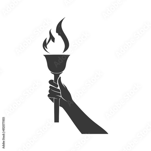 Silhouette hand holding burning torch black color only © NikahGeh