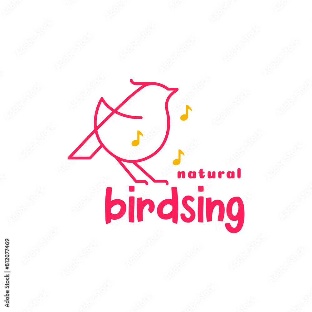 Obraz premium little bird sing line art colorful simple mdoern minimal logo design vector