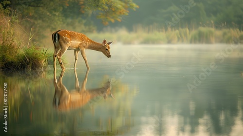 deer in the pond photo