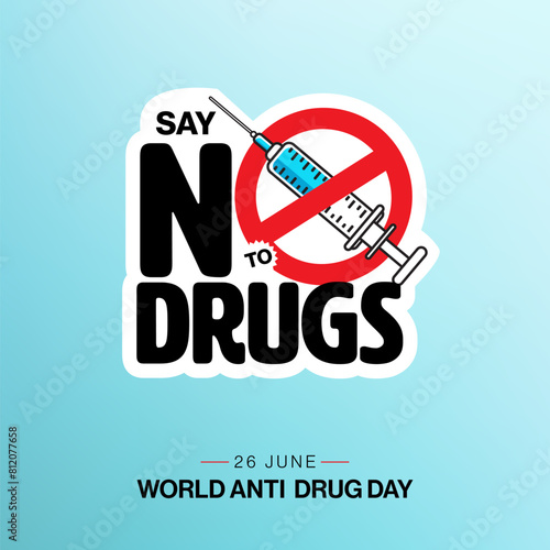Anti-Drug Day Poster Background Design Template, Say No to Drugs Label Design