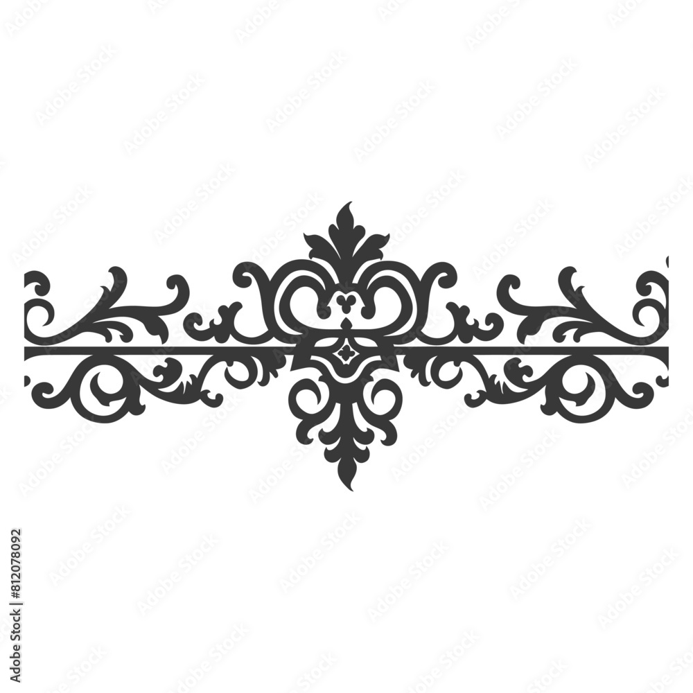 Silhouette horizontal line divider with Hearth shape ornament black color only Silhouette horizontal line divider with Hearth shape ornament black color only