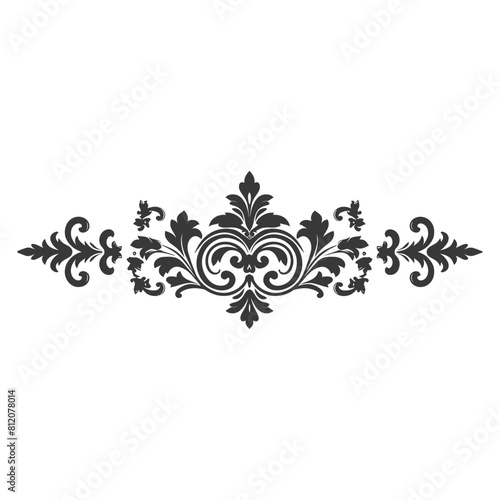 Silhouette horizontal line divider with Baroque ornament black color only