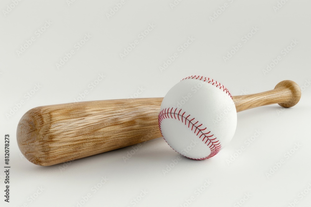 3D Wiffle Ball and Bat Isolated on White Background for Baseball and Sports Concept 3D Wiffle Ball and Bat Isolated on White Background for Baseball and Sports Concept
