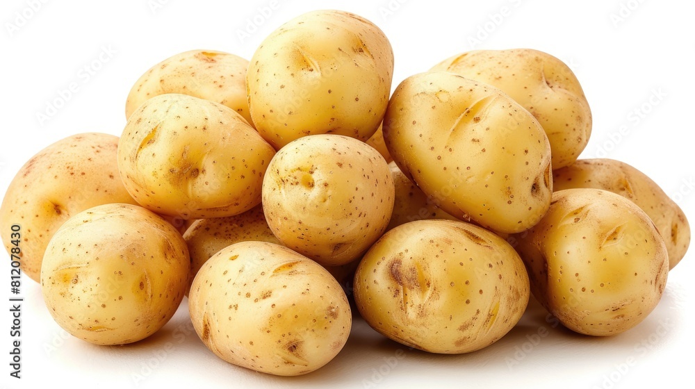 Stack of Yukon Gold Potatoes - Isolated White Vegetable Carb Stack of Yukon Gold Potatoes - Isolated White Vegetable Carb