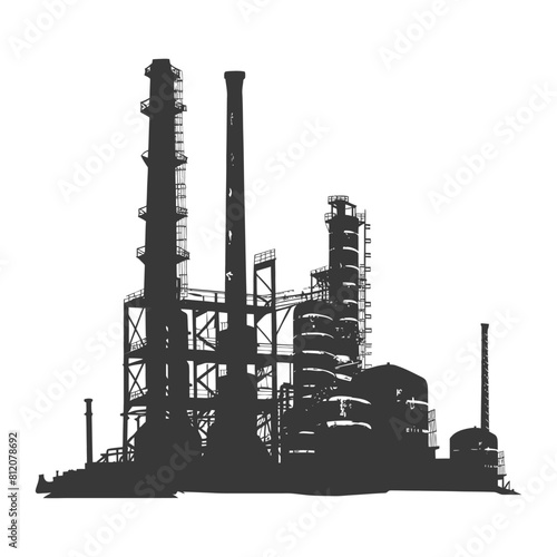 Silhouette industrial building factory black color only