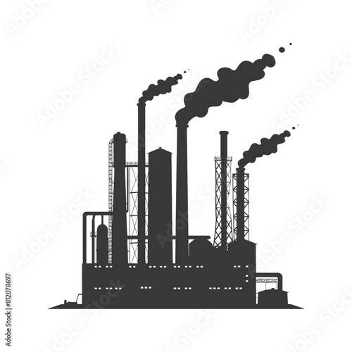 Silhouette industrial building factory black color only