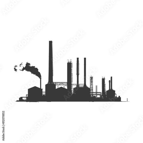 Silhouette industrial building factory black color only