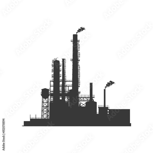 Silhouette industrial building factory black color only