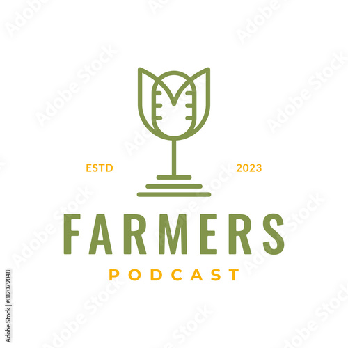 farmer consulting line minimal logo design vector