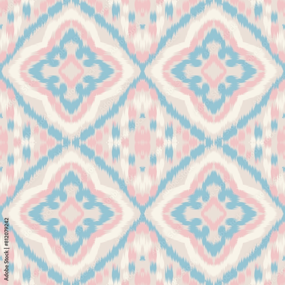 Seamless Ikat ethnic traditional Textile pattern geometric abstract folklore ornament Tribal ethnic illustration background design for print, clothing, scarf Seamless Ikat ethnic traditional Textile pattern geometric abstract folklore ornament Tribal ethnic illustration background design for print, clothing, scarf
