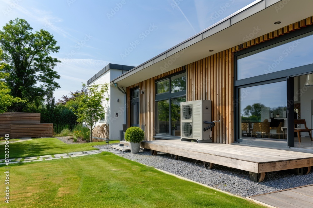 Eco-Friendly Heating with Air Source Heat Pump for Central Heating and Air Conditioning of Modern Eco-Friendly Heating with Air Source Heat Pump for Central Heating and Air Conditioning of Modern