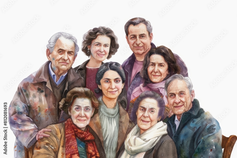 Family Portrait on White Background Generative AI