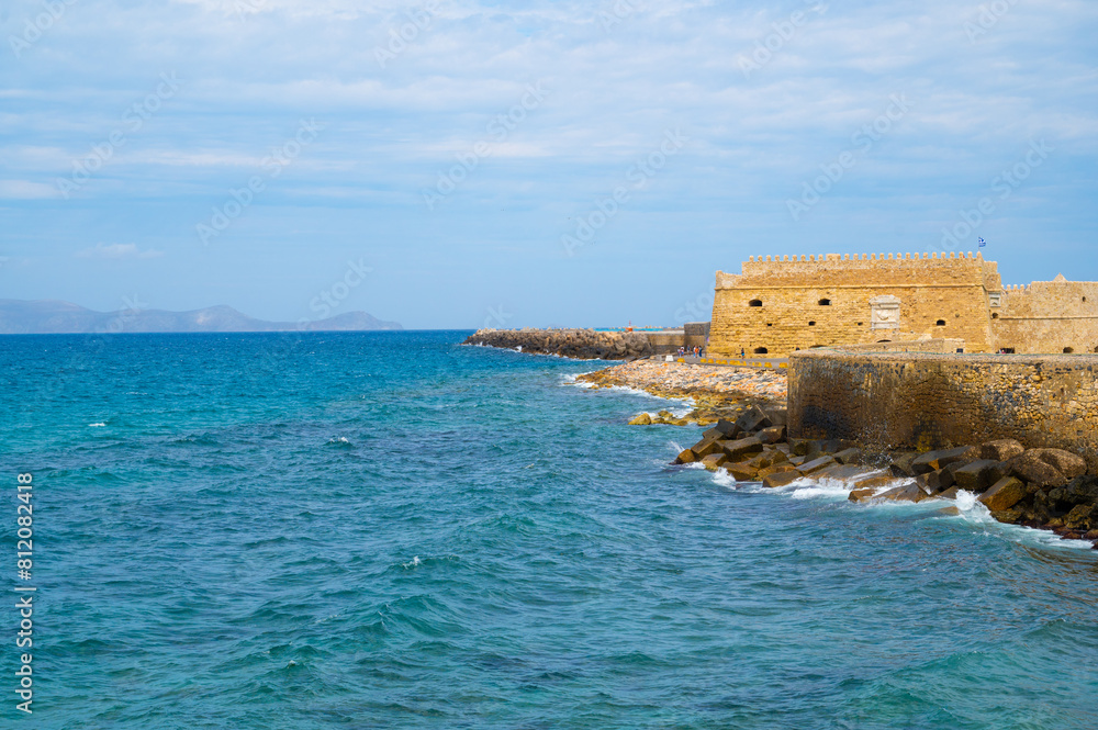 Venetian fortress of Koules (Castello a Mare) located at the entrance of the old port of Heraklion, Crete, Greece. Venetian fortress of Koules (Castello a Mare) located at the entrance of the old port of Heraklion, Crete, Greece.