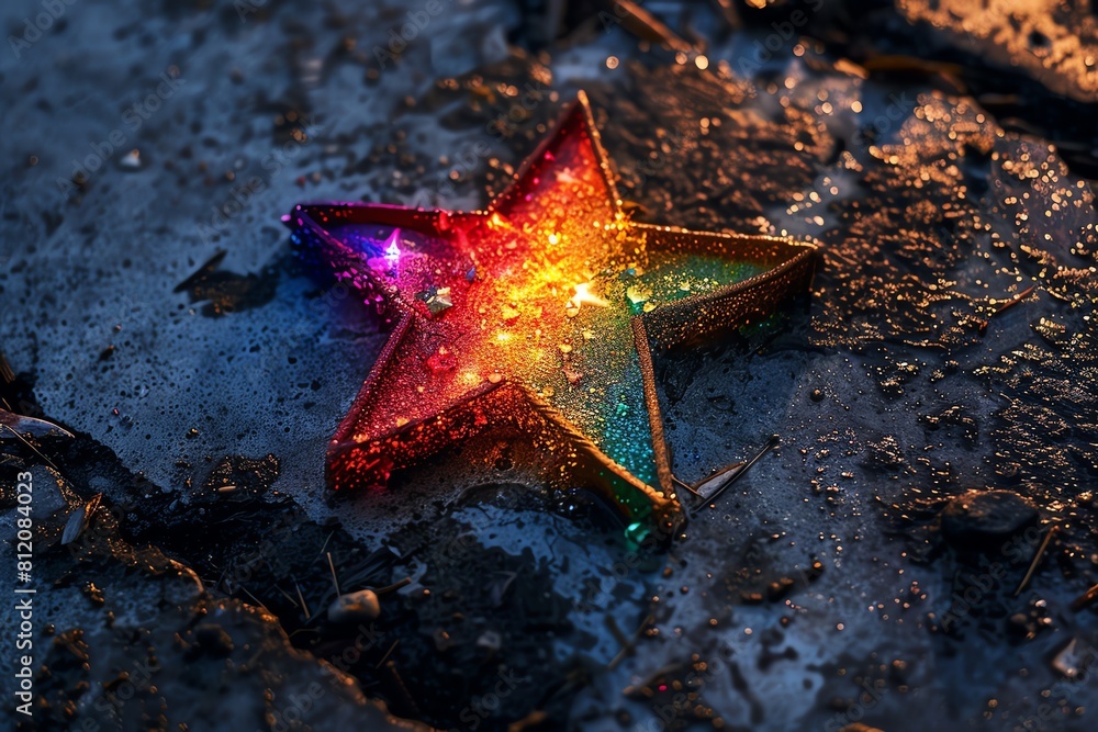 A five pointed star filled with the progressive pride flag colors, symbolizing guidance, illumination, and visibility for the LGBTQ community A five pointed star filled with the progressive pride flag colors, symbolizing guidance, illumination, and visibility for the LGBTQ community