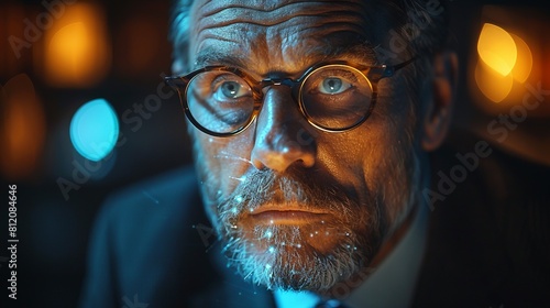 Concerned look of businessman. AI generate illustration