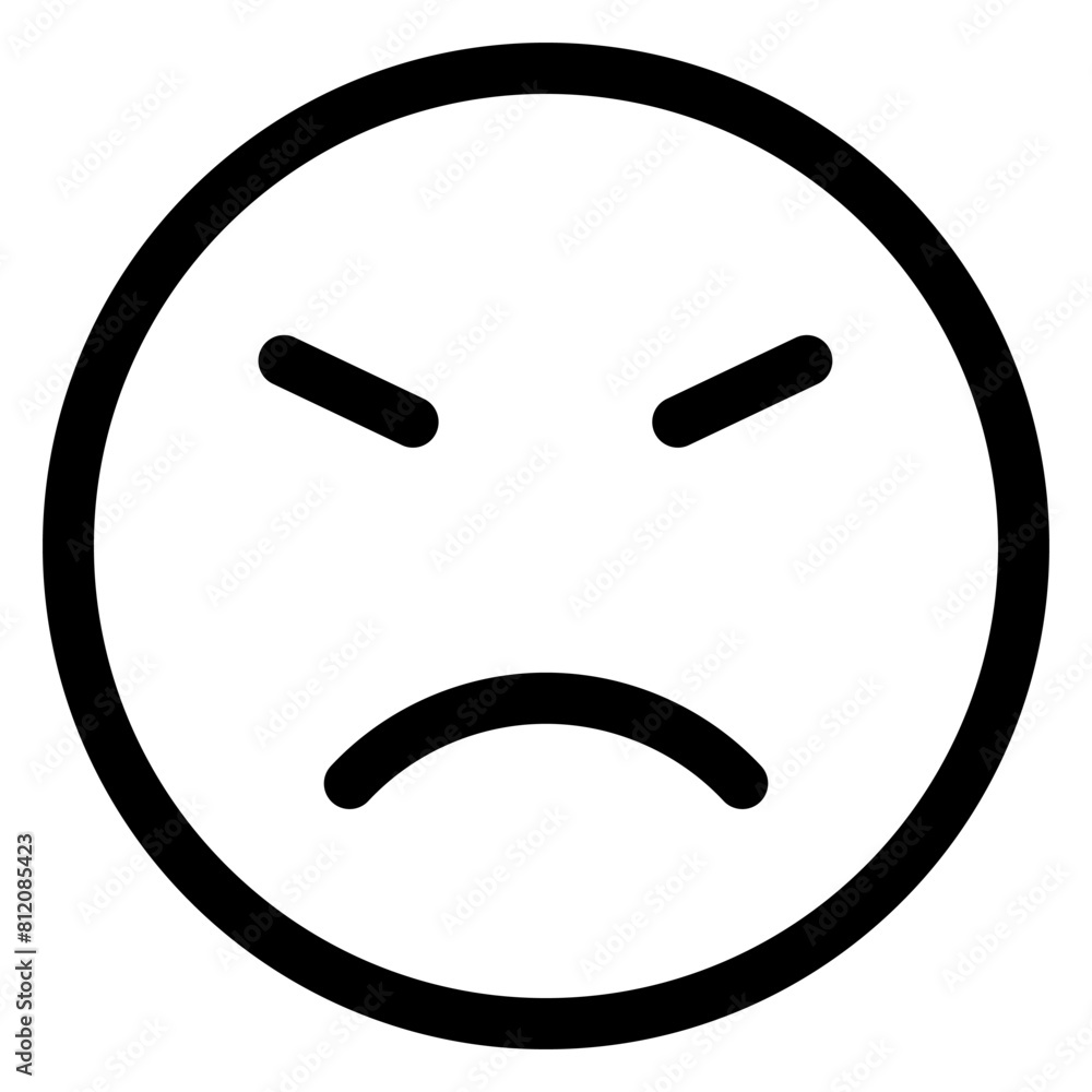 angry line icon isolated on white background angry line icon isolated on white background