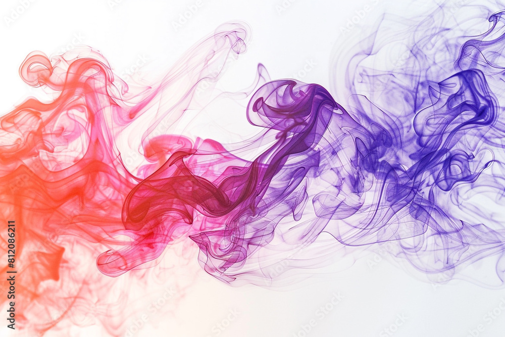 Abstract Swirls of Red and Purple Smoke on White Background Abstract Swirls of Red and Purple Smoke on White Background