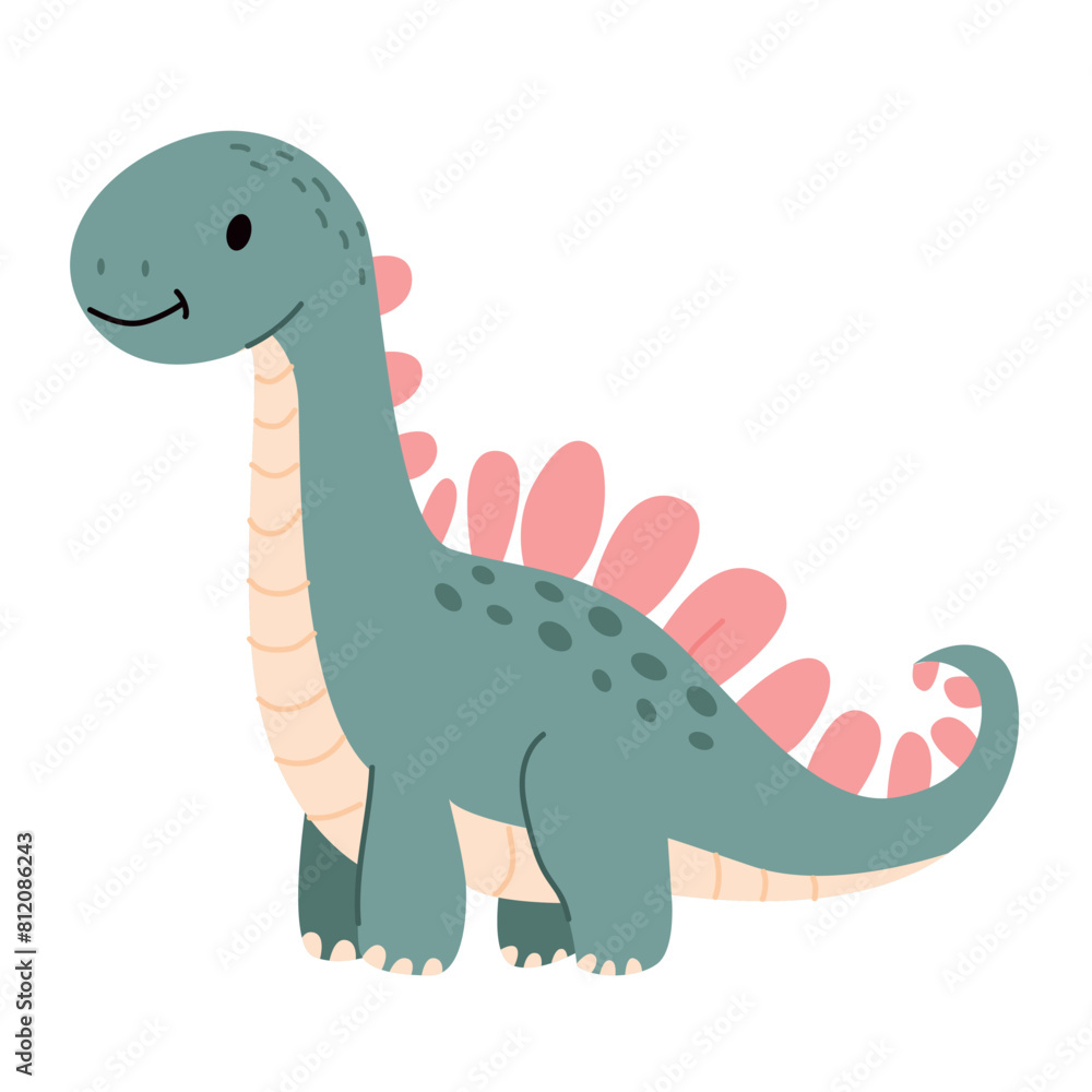 Cute dinosaur isolated on a white background. Vector illustration in cartoon style. Cute dinosaur isolated on a white background. Vector illustration in cartoon style.