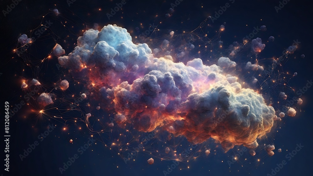 particle nebula technology clouds, network technology background, cloud background particle nebula technology clouds, network technology background, cloud background