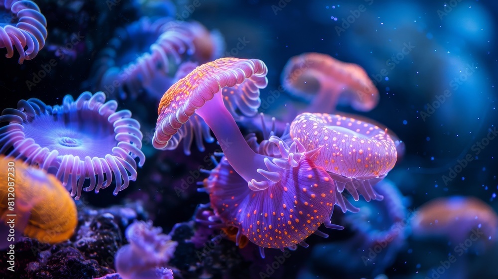 Neon Marine Life Ocean Exploration: A photo of neon-colored marine life encountered during ocean exploration Neon Marine Life Ocean Exploration: A photo of neon-colored marine life encountered during ocean exploration