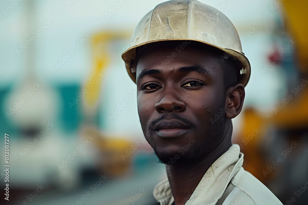 Dock Worker Portrait at Maritime Terminal. Generative AI Dock Worker Portrait at Maritime Terminal. Generative AI