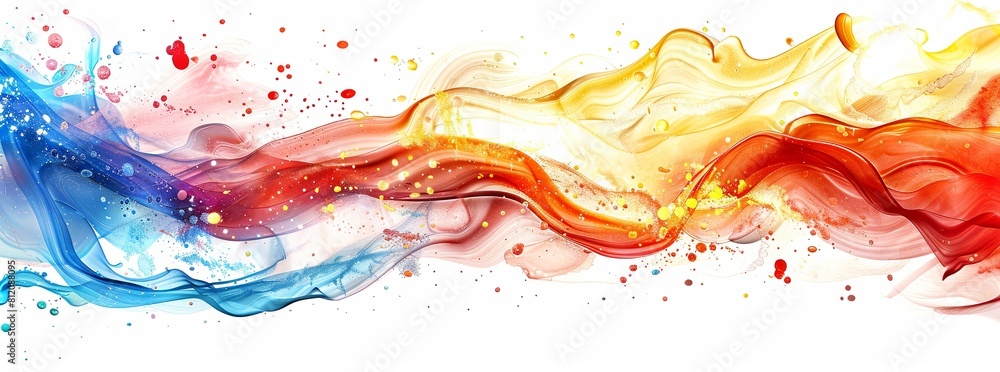Color brushstroke paint ribbon swirl abstract splash background wave. Brushstroke color ribbon paint stroke flow shape wavy design paintbrush pen fluid rainbow element texture acrylic 3D line.