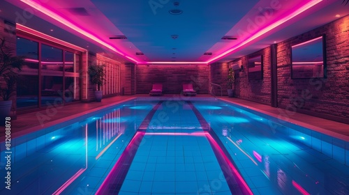 Swimming Pools Luxury Retreat  A photo showcasing an empty swimming pool in a luxury retreat