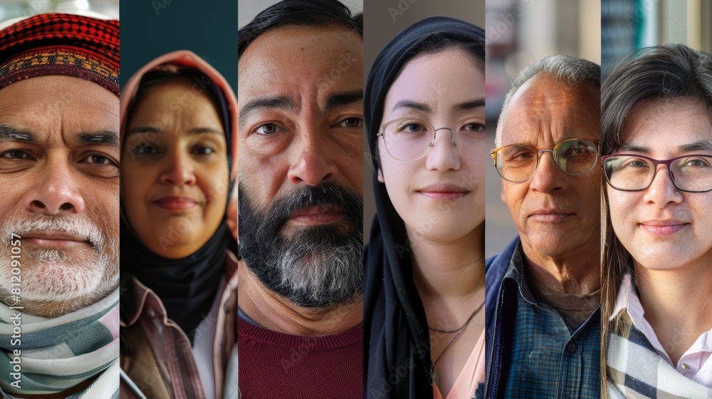 A collage of portraits people from different ethnicities and age groups, diversity in the community A collage of portraits people from different ethnicities and age groups, diversity in the community
