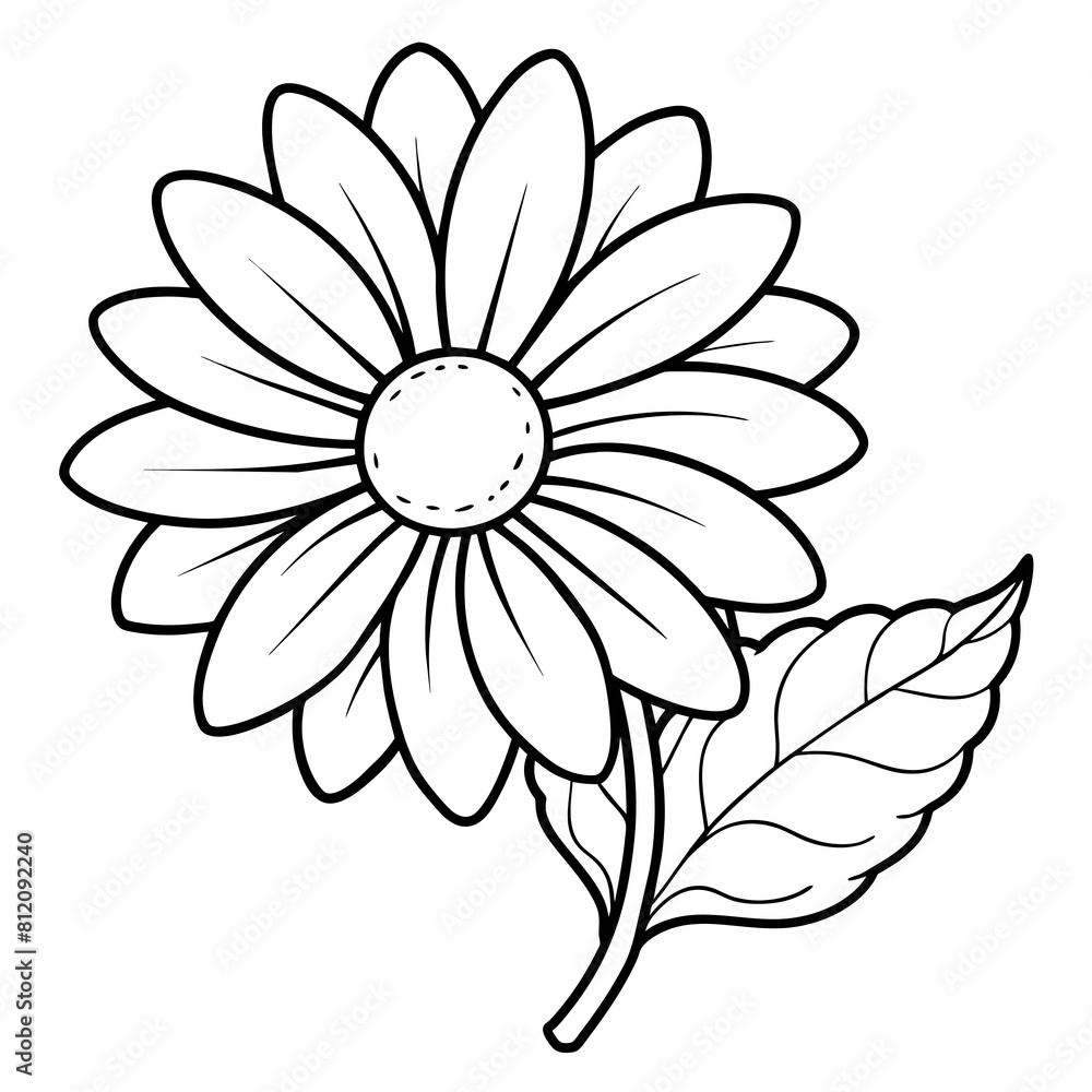 Daisy flower outline coloring book page line art drawing vector illustration for children and adults Daisy flower outline coloring book page line art drawing vector illustration for children and adults