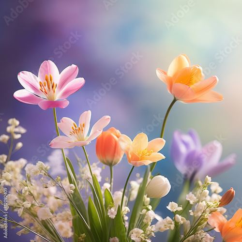 Soft background with romantic flowers and plants. © pictures_for_you