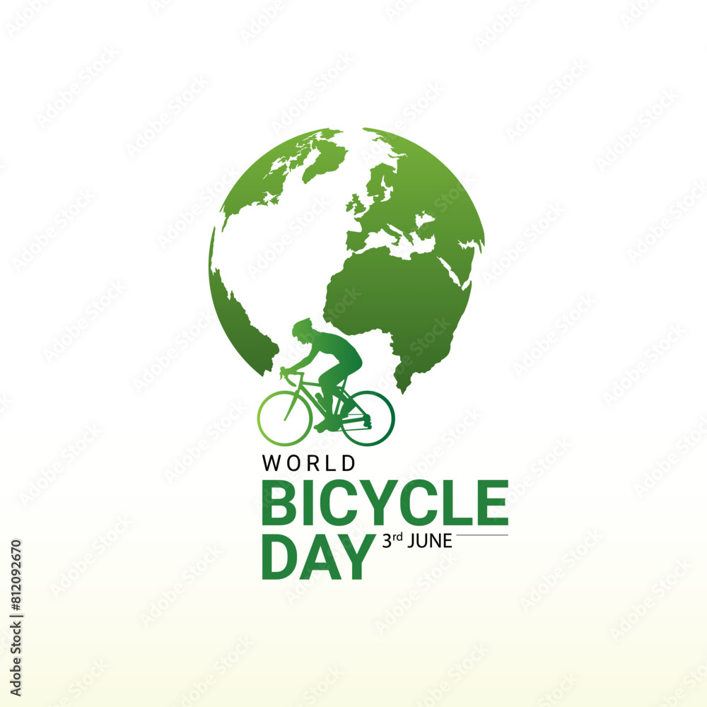 World Bicycle Day creative unique green natural environmental eco friendly concept idea design. Go green and save the environment. Riding cycle Green eco-friendly world. Green Energy, Save the Earth