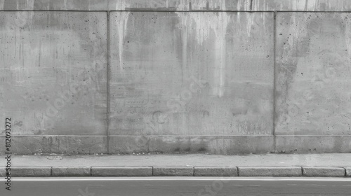 A man riding a skateboard down a street lined with a cement wall